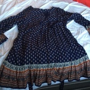 Blue dress with tie around waist